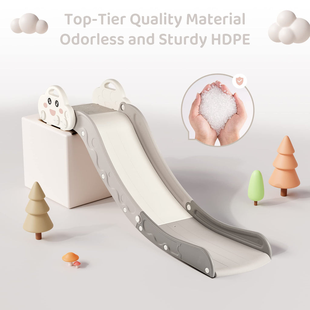Indoor Kids Baby Couch Slide for Toddler 1-3, Sofa Slide Add-on Attachment for Bed Nugget Playgrounds, with Secure Base Guardrail, Gentle Slope Extended Buffer Zone, Fun Car Design, Blue