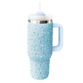 HWISDMIG 40oz Tumbler with Handle-Glitter Rhinestones Tumbler Bling Cups Stainless Steel Water Bottle Diamond Studded Tumbler for Women-Birthday Gifts for Women, Mom, Girlfriend (Amethyst)