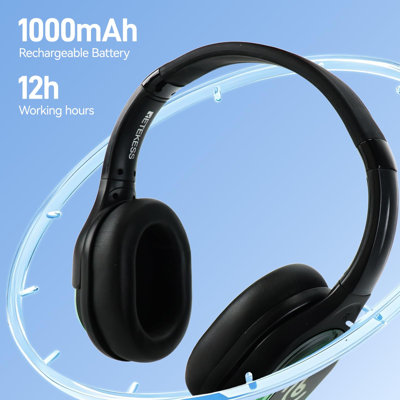 Retekess TA003 Silent Disco System, Silent Disco Transmitter, 3 Channels,Plug and Play, 300m Range for House Party, Fitness and School (1 Transmitter)