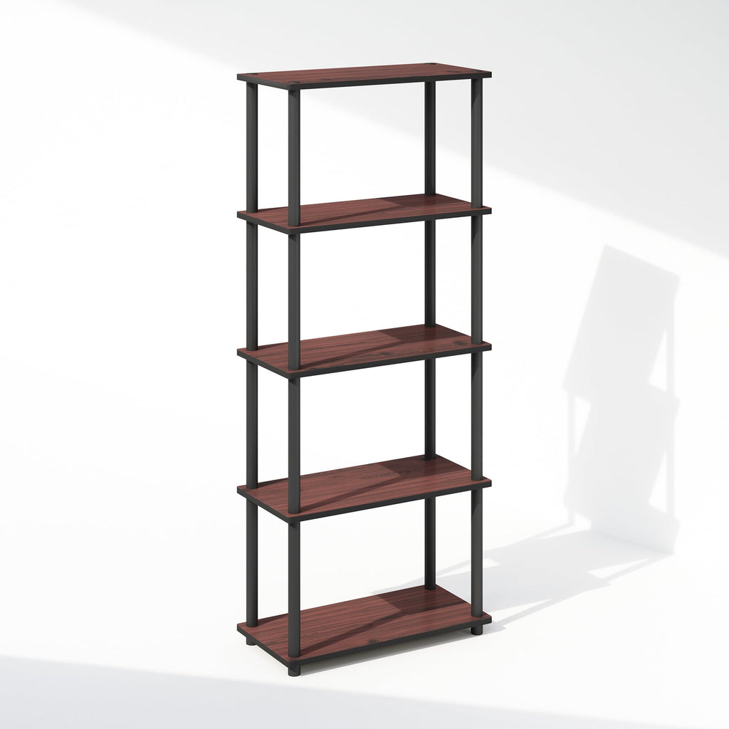 Furinno Turn-N-Tube Book Shelf, 4-Tier Bookshelf, Bookcase with Multipurpose Compact Display Rack, 11.6 x 23.6 x 43.2, for Living Room, Bedroom, Home Office, Americano/Black