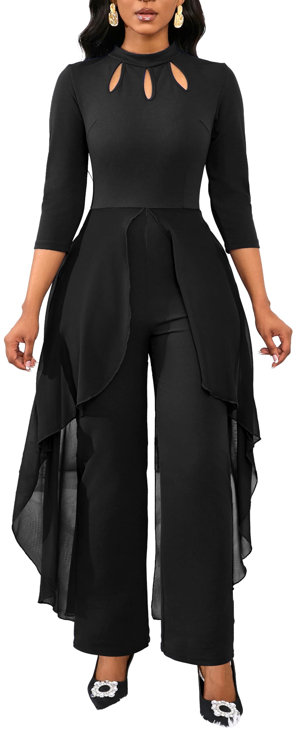 Jumpsuits for Women Dressy Hight Waist One Piece Casual Straight Long Pants Wide Leg Pants Elegant Jumpsuit Romper