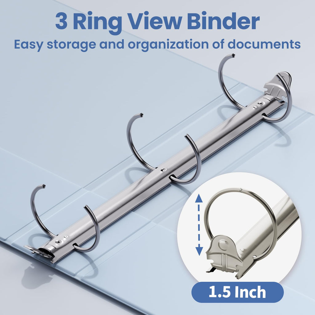 SUNEE 3 Ring Binder 1/2 Inch 1 Pack, Clear View Binder Three Ring PVC-Free (Fit 8.5x11 Inches) for School or Office Supplies, Black