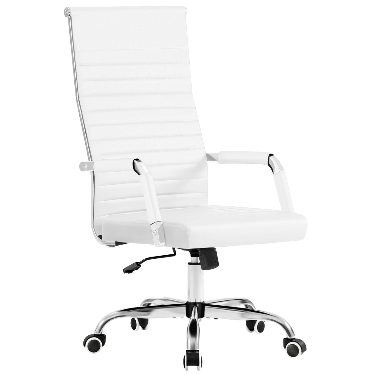 Furmax Ribbed Office Chair High Back PU Leather Executive Conference Chair Adjustable Swivel Chair with Arms (Bicolor Retro Brown)