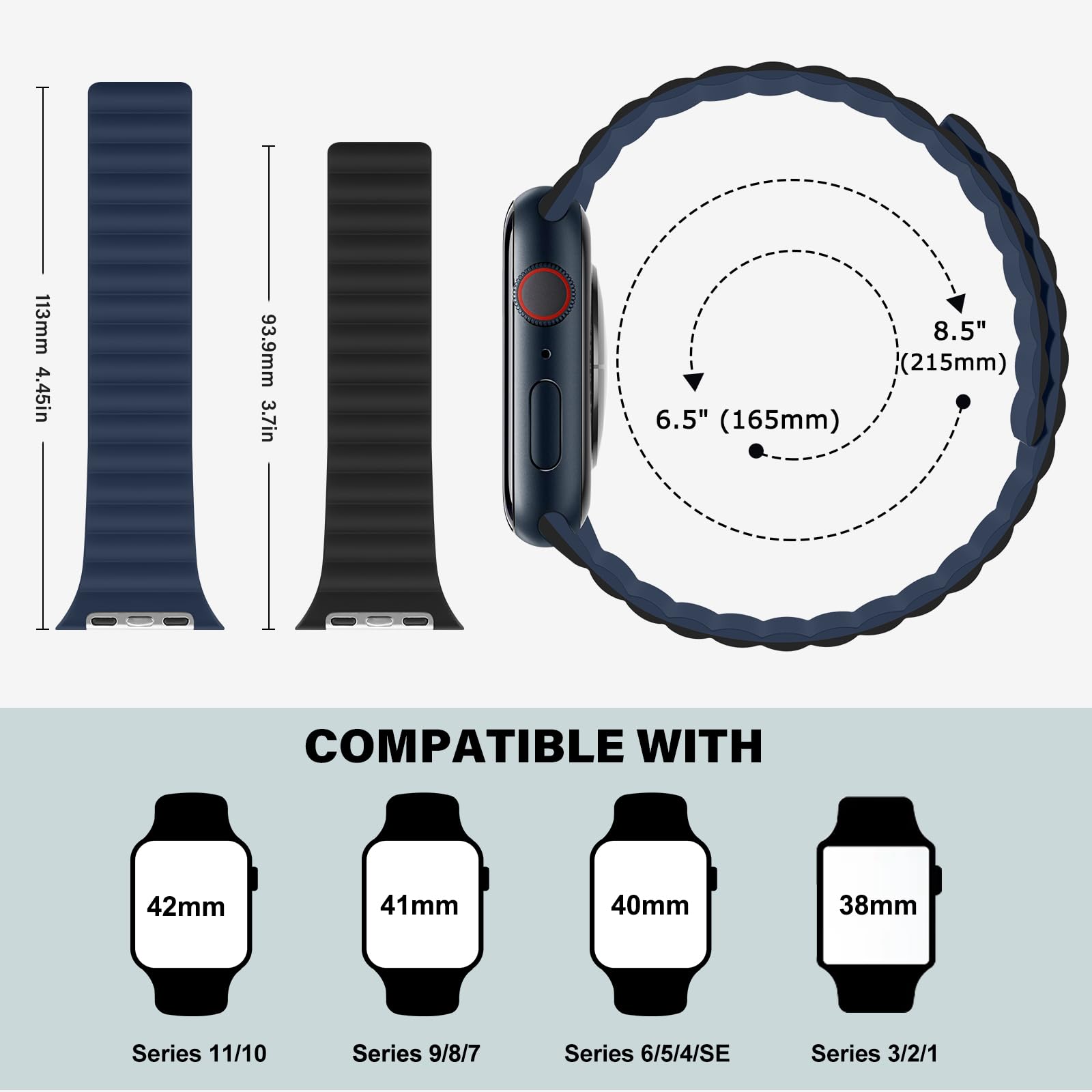 Bisikor Compatible with Apple Watch Band 49 46 45 44 42 41 40 38mm, Double Sided Wearable Silicone Magnetic Strap for iWatch Ultra SE Series 11 10 9 8 7 6 5 4 3 2 1 (38/40/41/42, Beige/Gray)