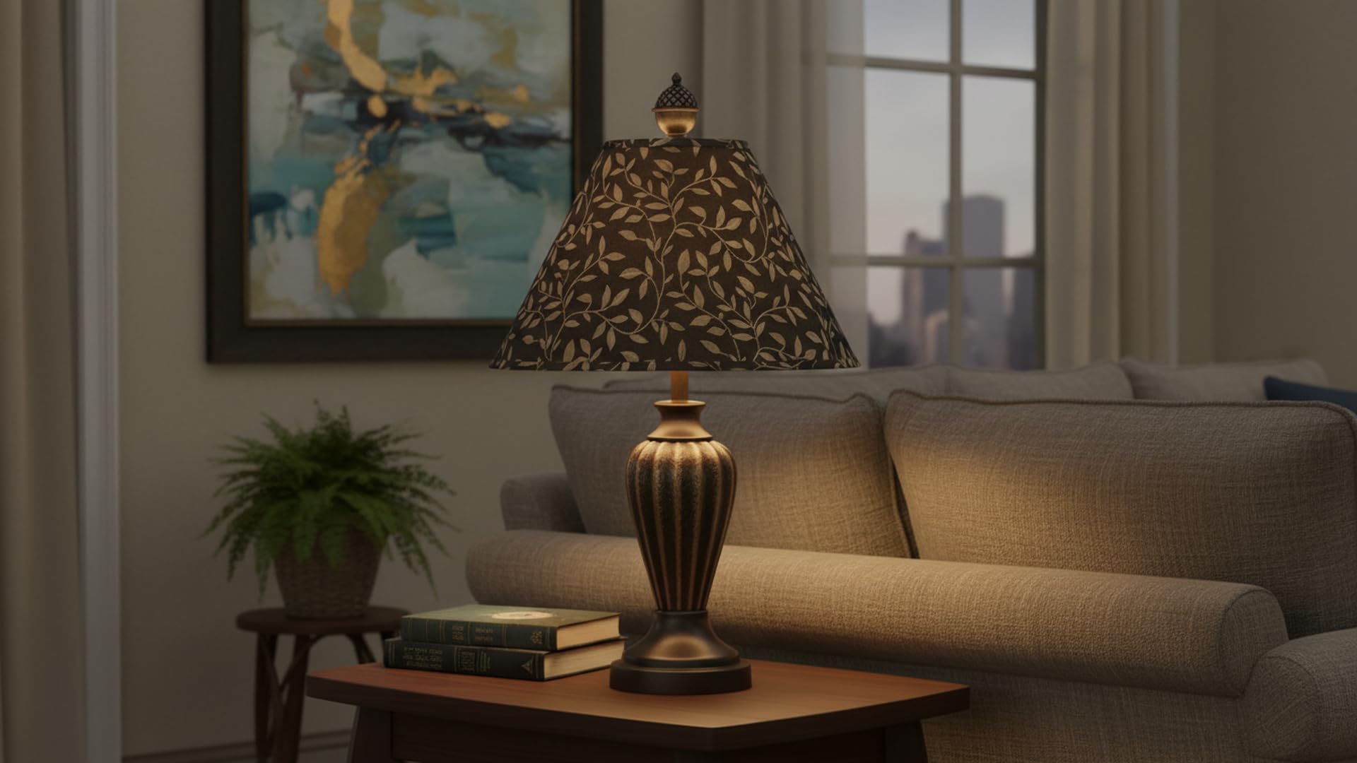 Aspen Creative 32083 Transitional Hardback Empire Shaped Spider Construction Lamp Shade in Brown, 18" wide (7" x 18" x 12 1/2")