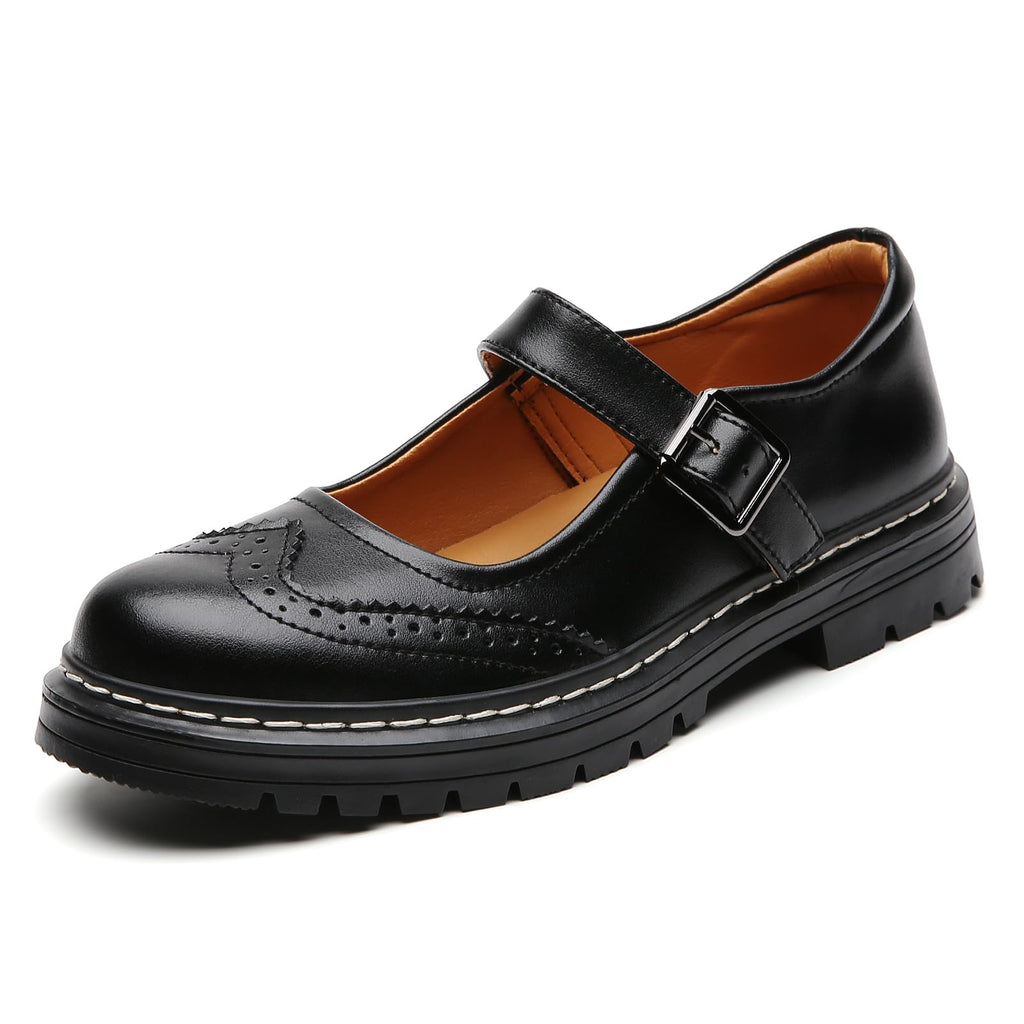 Mary Jane Shoes Women Platform Non-Slip Classics Round Toe Ankle Strap Comfort Casual Oxford Dress Work Mary Jane Flat Shoes