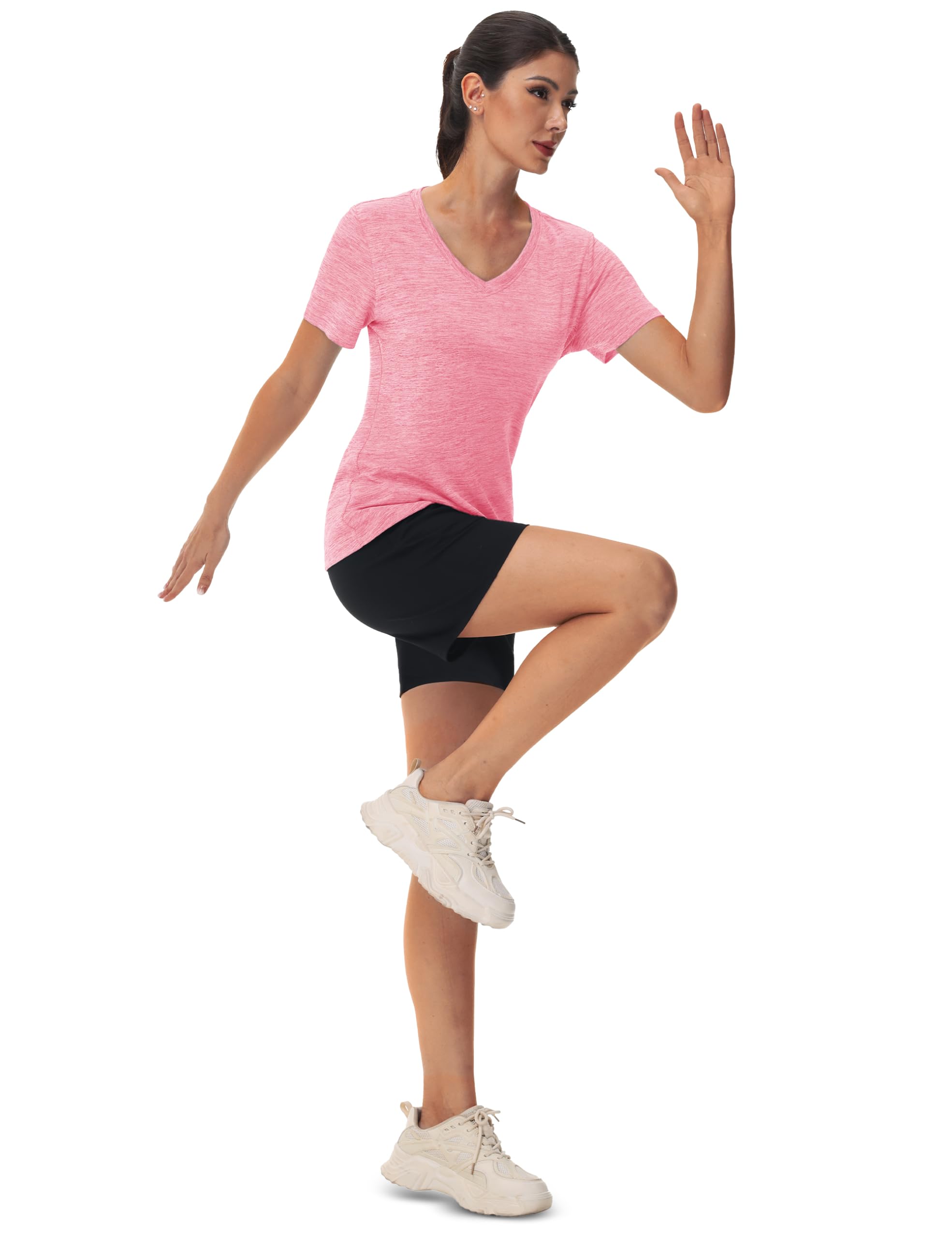MAGCOMSEN Workout Tops for Women UPF 50+ Quick Dry Short Sleeve Sun Protection V-Neck Shirts Lightweight Hiking T Shirts