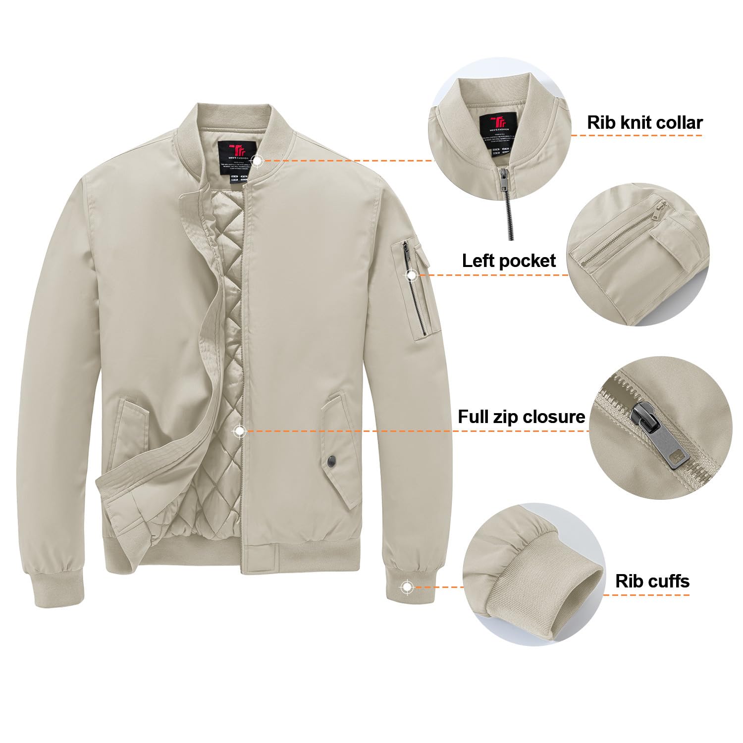 Gopune Men's Windproof Bomber Jacket Warm Water Resistant Windbreaker Winter Outwear Quilted Jackets Coats