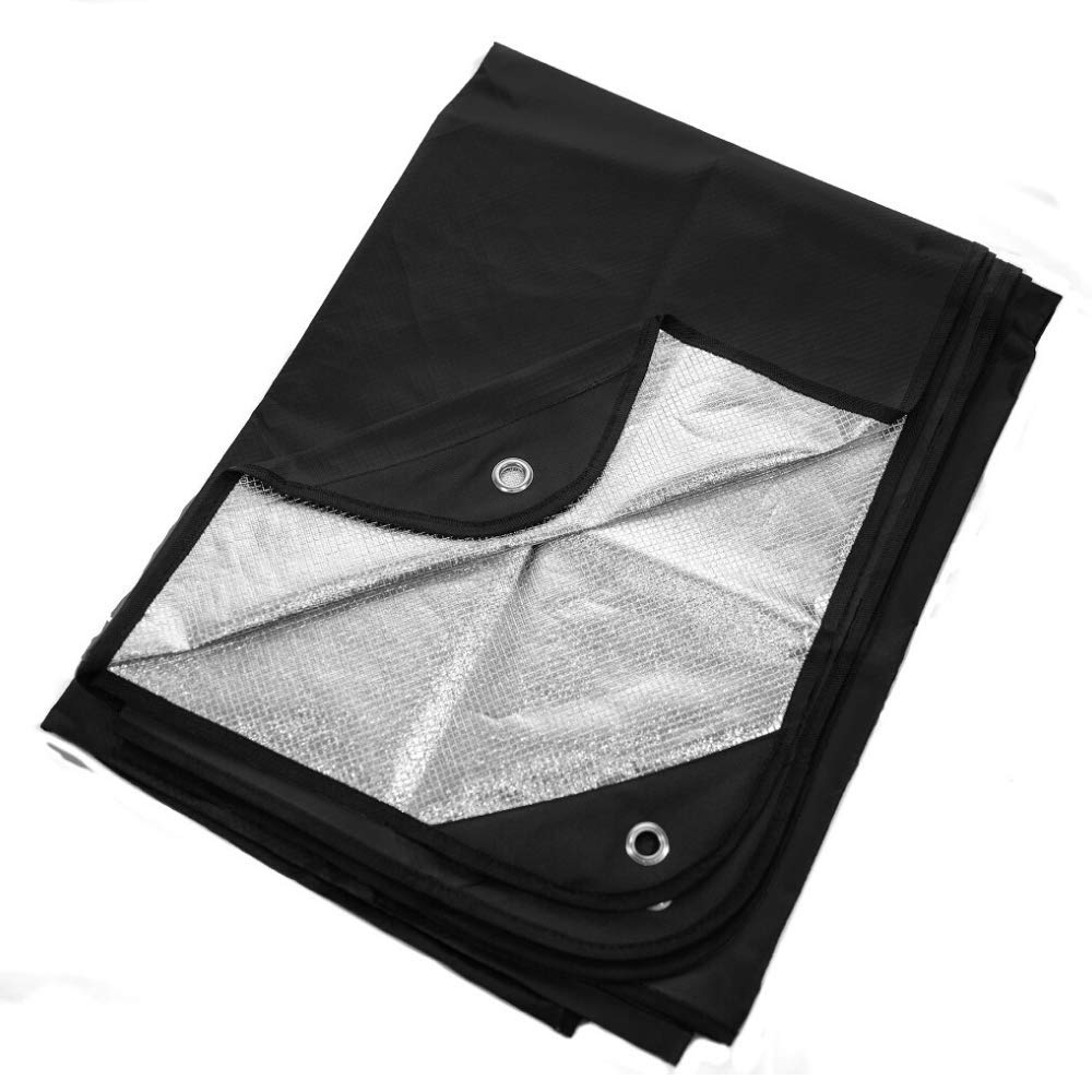 Arcturus Insulated Tarp, Reusable Heavy Duty Thermal Survival Blanket – 60x82in, Reflects 90% Body Heat, Waterproof, Windproof, 3-Layer Design, Reinforced Grommets, Black