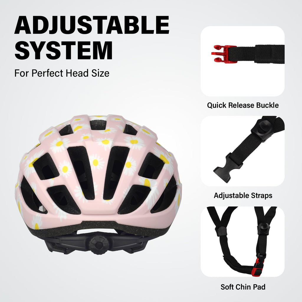 Youth Adult Road Bike Helmet, Men Women Adjustable Mountain Bicycle Helmet with Detachable Visor, 2 Sizes for Age 8-14+ Youth, Kids, Adult