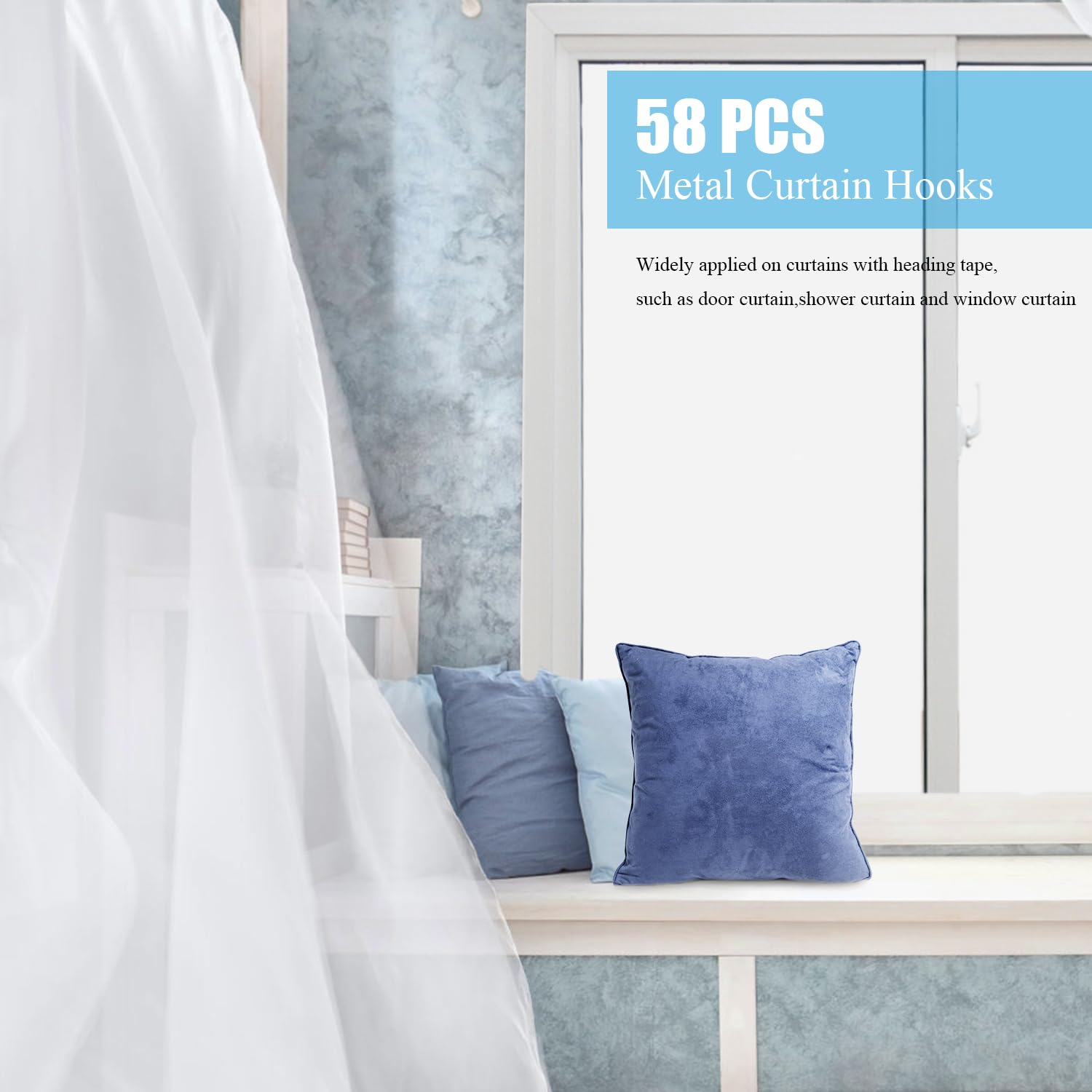 1.2 Inches Curtain Hooks, Sopito 58pcs Metal Drapery Pin and Hook for Door Window Shower Curtain, Bronze