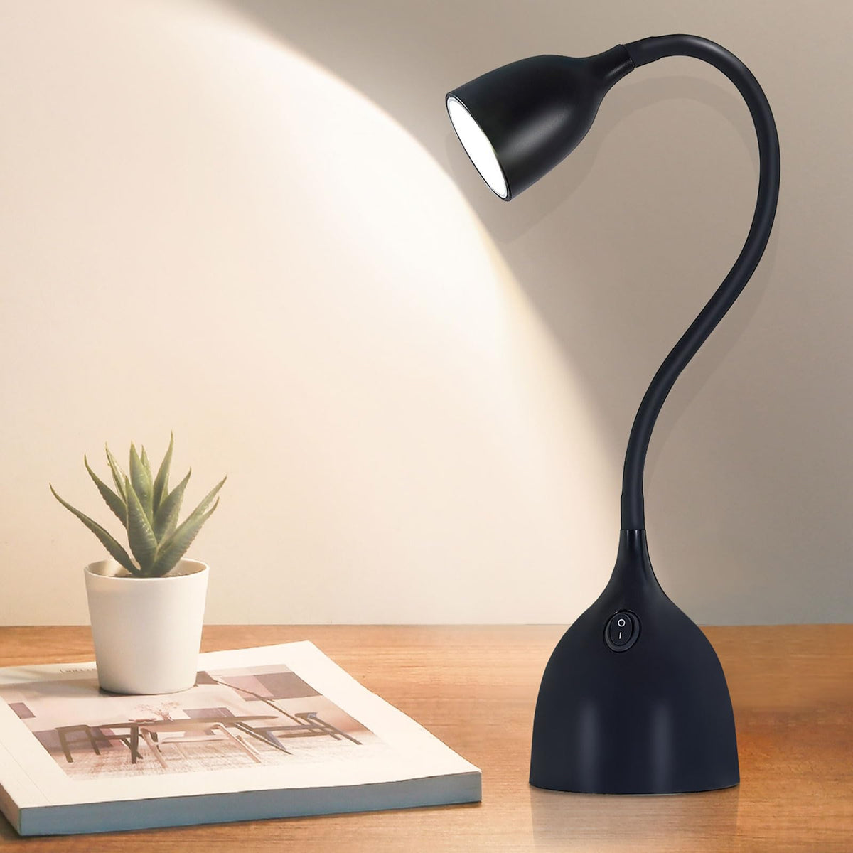 EJIAXIN Gooseneck Desk Lamp 360° LED Flexible Reading Light Small Desk Lamps for Small Spaces Home Office Bedroom College Dorm Desk Bookshelf Nightstand Table Lamp (Purple)