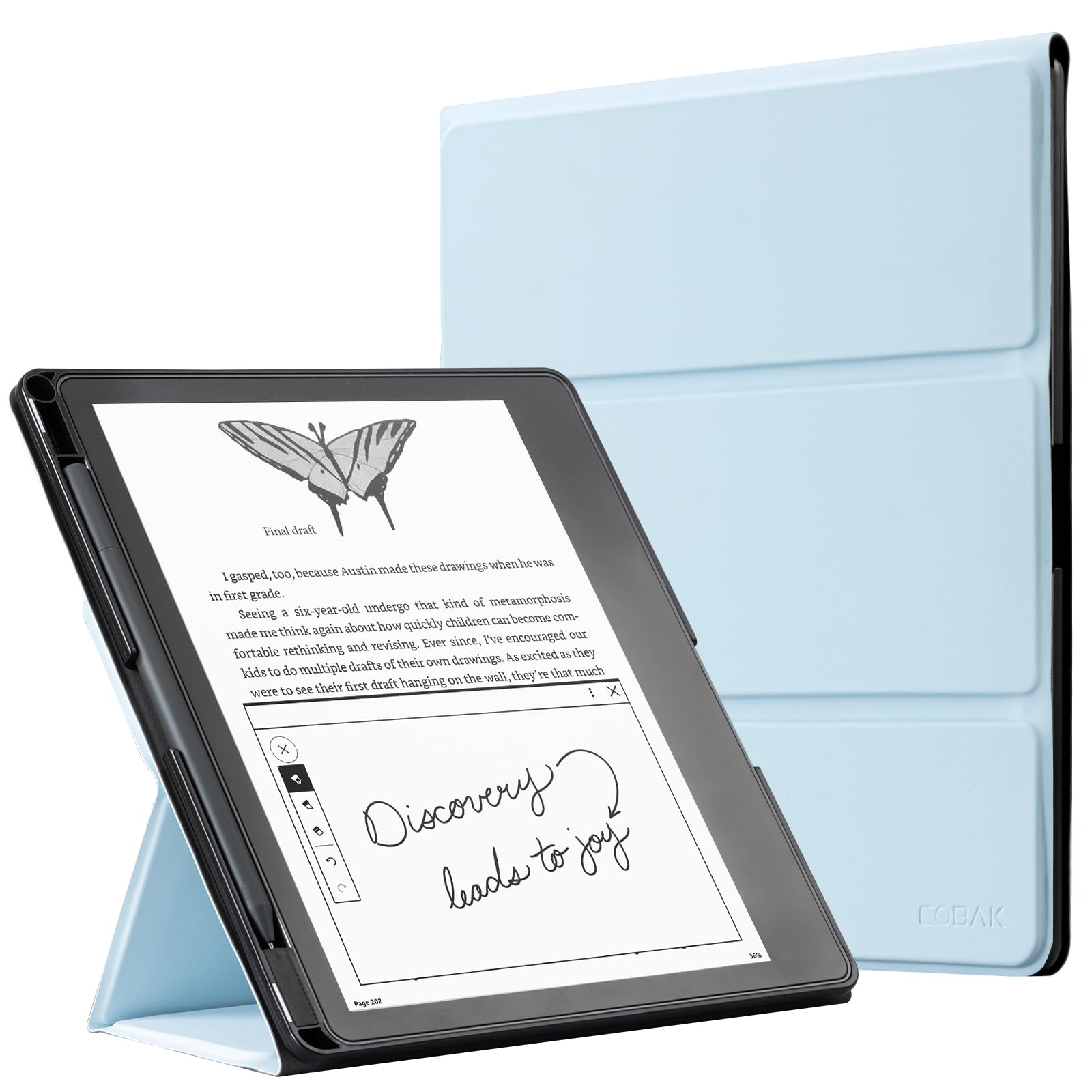 CoBak Stand Case for Kindle Scribe - Premium Folio Leather Cover with Pen Holder, Auto Sleep/Wake - Compatible with 10.2 Inch Kindle Scribe (2022/2024 Release)