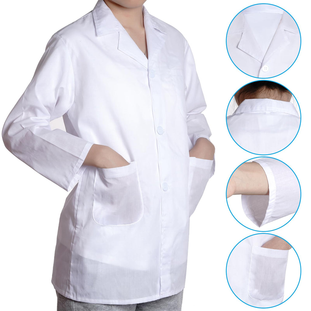 Doctor Scientist Lab Coat for Kids Children Doctor Costume Dress Up Coat for Boys Girls Halloween Costume Role Play