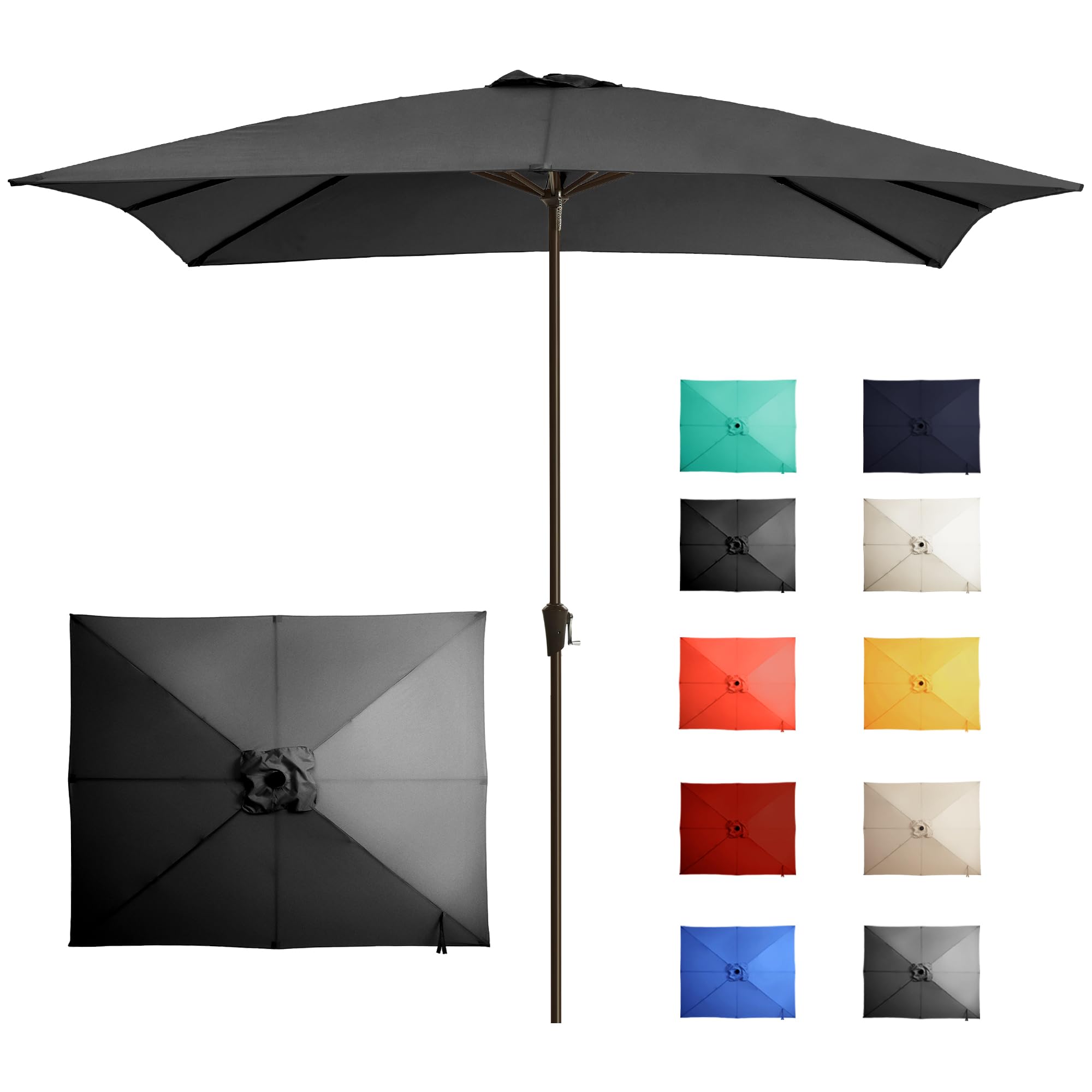Ayge 6.5x10FT Rectangular Patio Umbrella Outdoor Table Umbrella w/Push Button Tilt & Crank Rectangle Market Umbrella UV Protection for Garden,Deck,Lawn,Yard & Pool,Beige