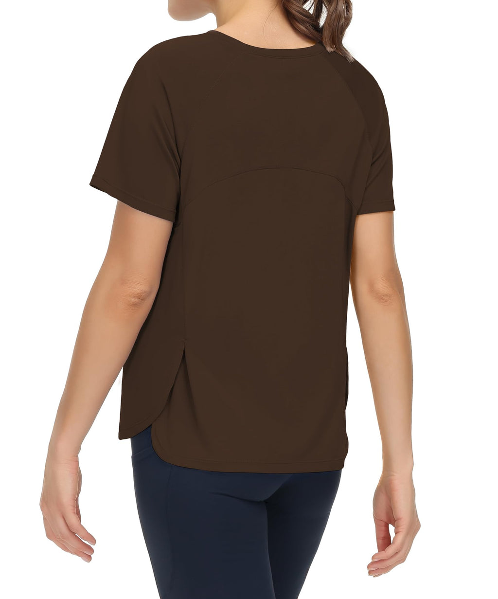 THE GYM PEOPLE Women's Short Sleeve Workout Shirts Breathable Yoga T-Shirts with Side Slits Athletic Tee Tops
