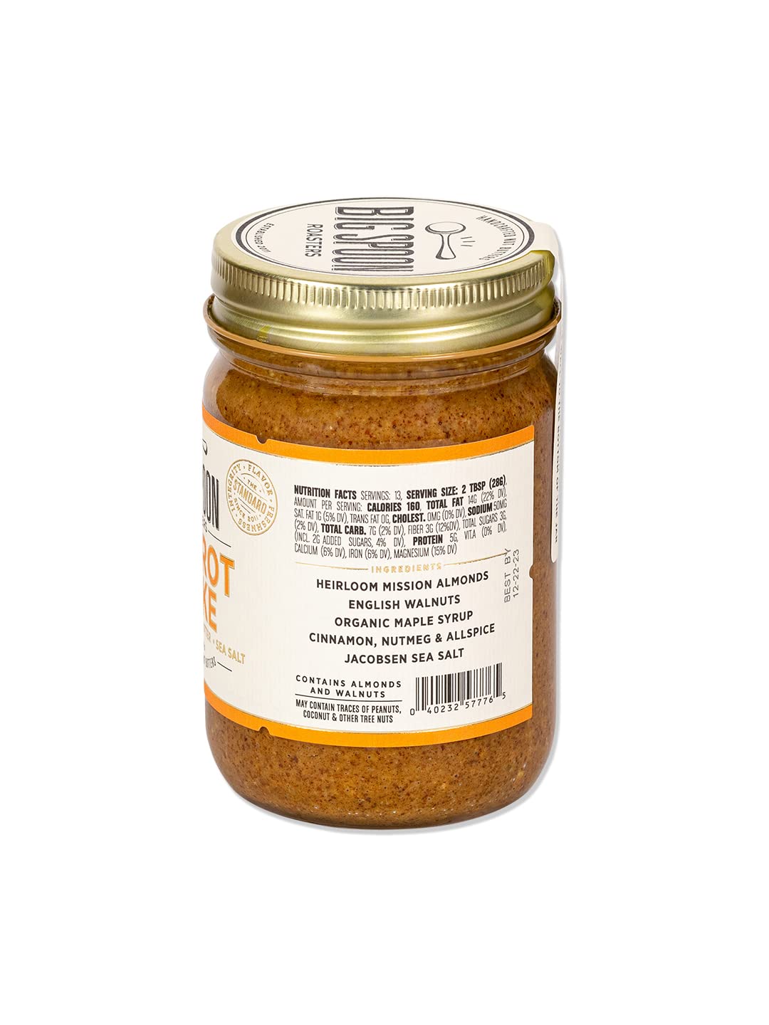 Big Spoon Roasters Carrot Cake Almond Butter With Sea Salt - Keto Friendly, Low Sugar Almond Butter - Crunchy & Bee-Friendly Almonds - Gourmet, Vegan Almond Nut Butter - 13 Ounces