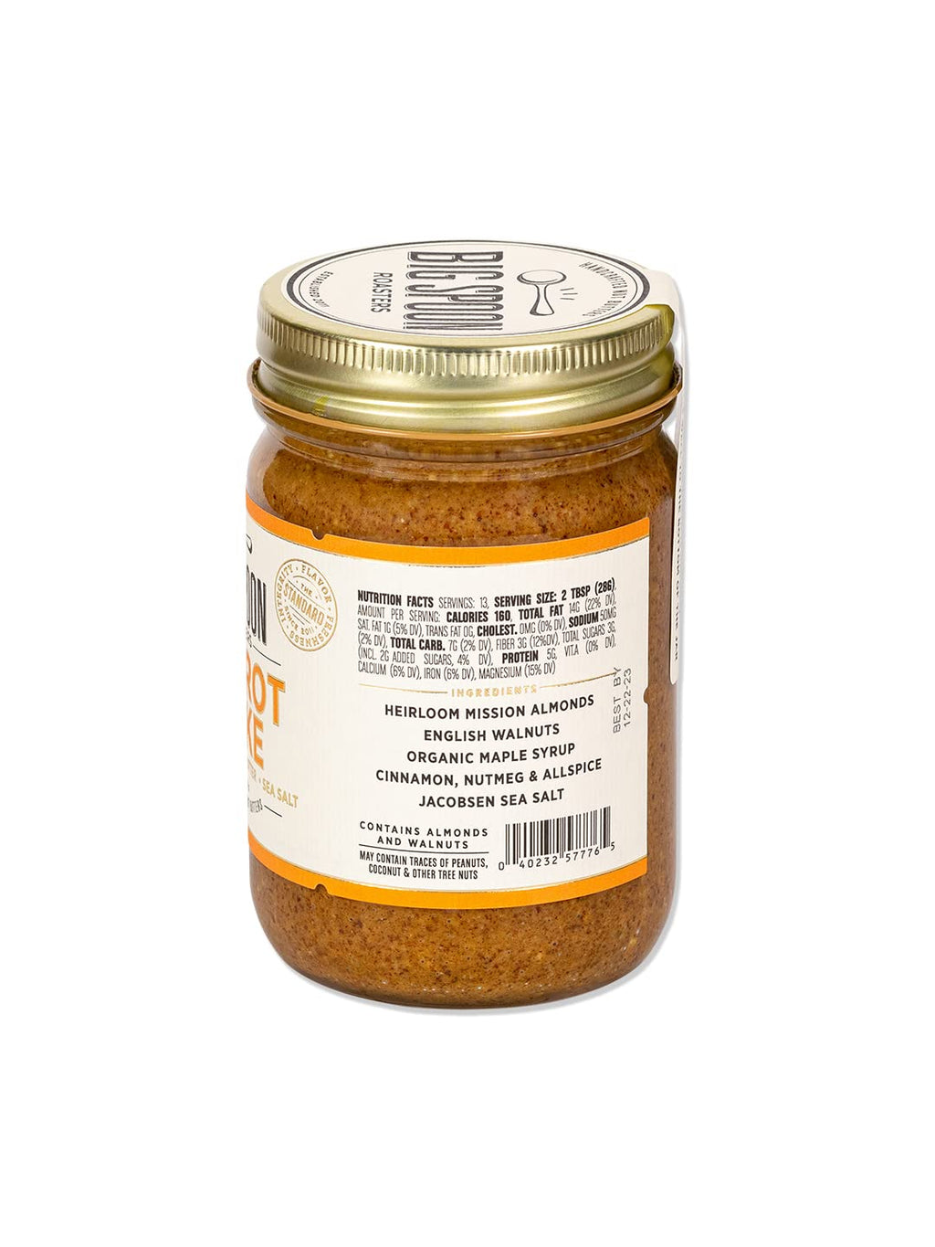 Big Spoon Roasters Carrot Cake Almond Butter With Sea Salt - Keto Friendly, Low Sugar Almond Butter - Crunchy & Bee-Friendly Almonds - Gourmet, Vegan Almond Nut Butter - 13 Ounces