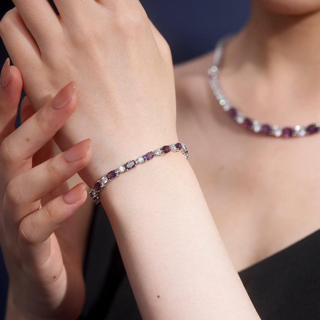 FANCIME Birthstone Bracelets Sterling Silver Tennis Bracelets Charm Fine Jewelry Birthday Gifts for Women 7"