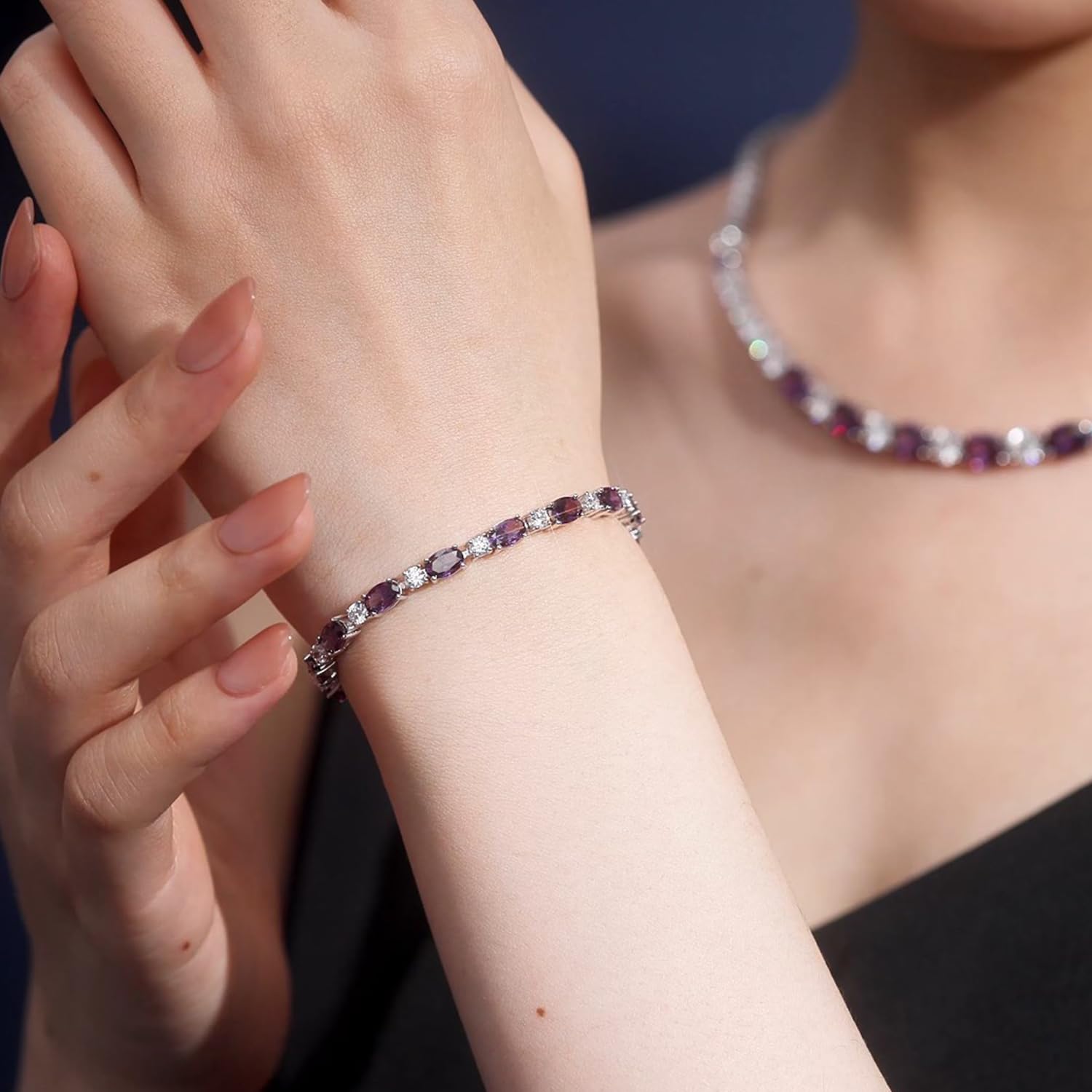 FANCIME Birthstone Bracelets Sterling Silver Tennis Bracelets Charm Fine Jewelry Birthday Gifts for Women 7"