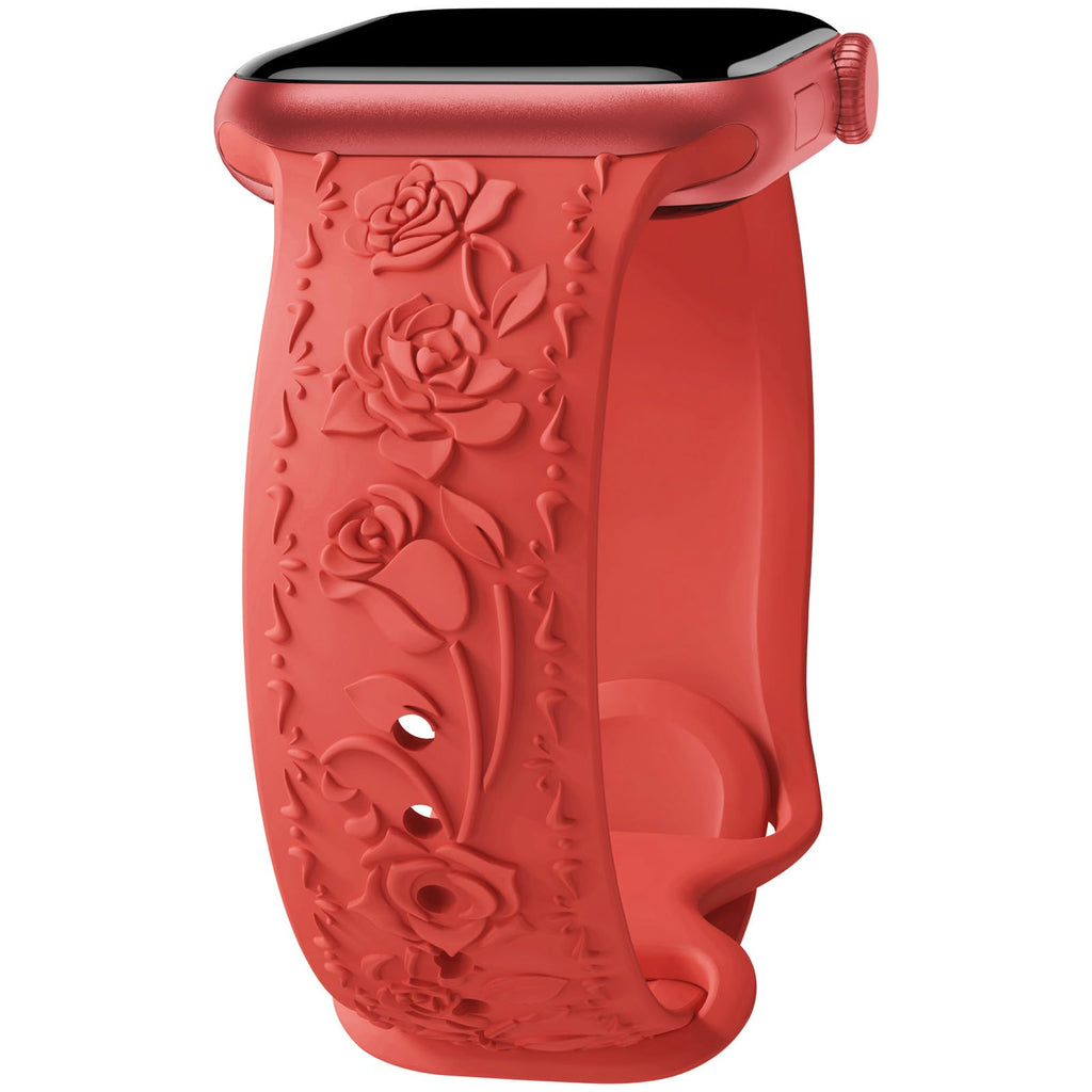 Floral Engraved Band Compatible with Apple Watch Band 40mm 41mm 38mm 42mm 44mm 45mm 46mm 49mm Women, Soft Silicone Cute Embossed Flower Strap for iWatch Band Series SE Ultra 11 10 9 8 7 6 5 4 3 2 1
