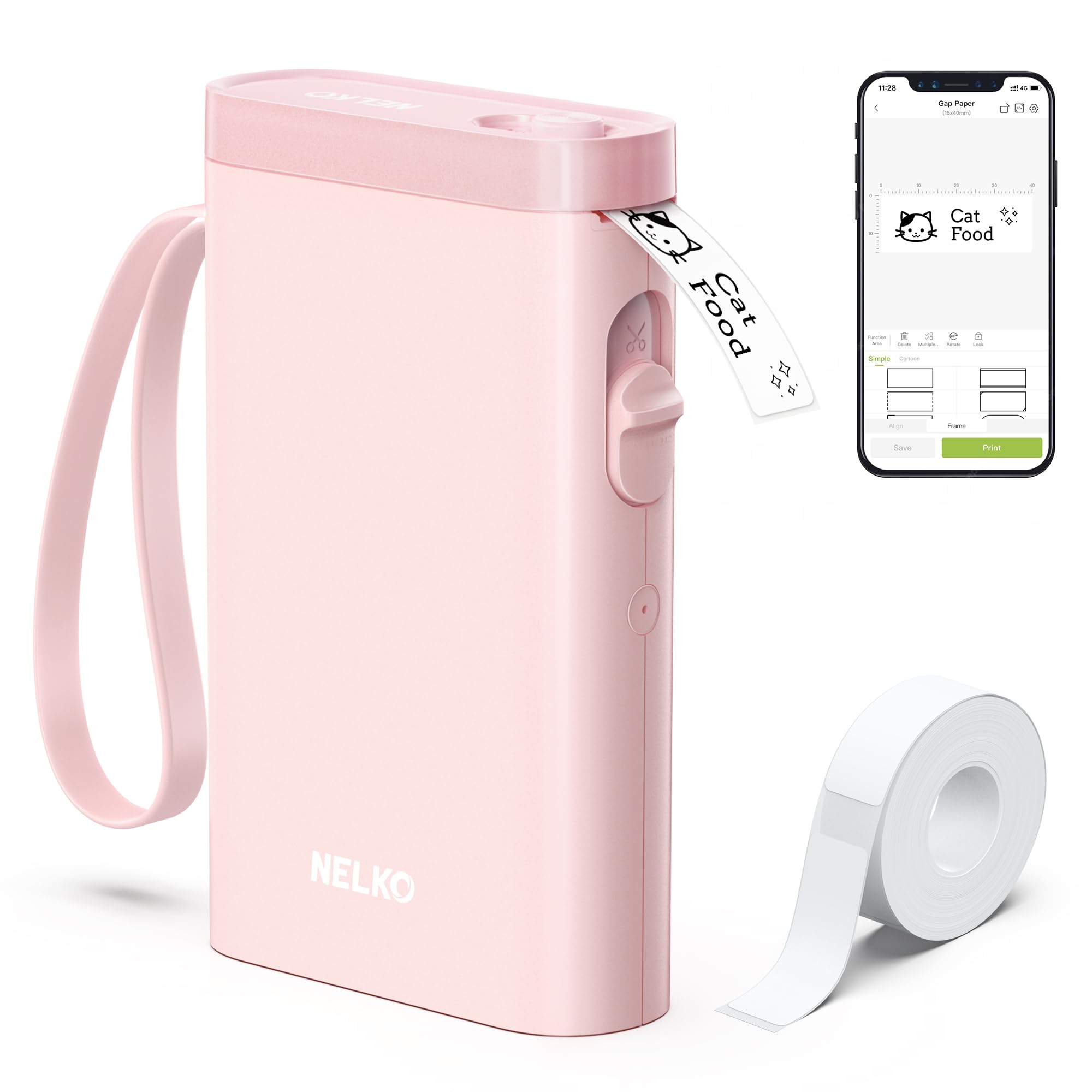 Nelko Label Maker Machine with Tape, P21 Bluetooth Label Printer, Wireless Mini Label Makers with Multiple Templates for School Office Home, White