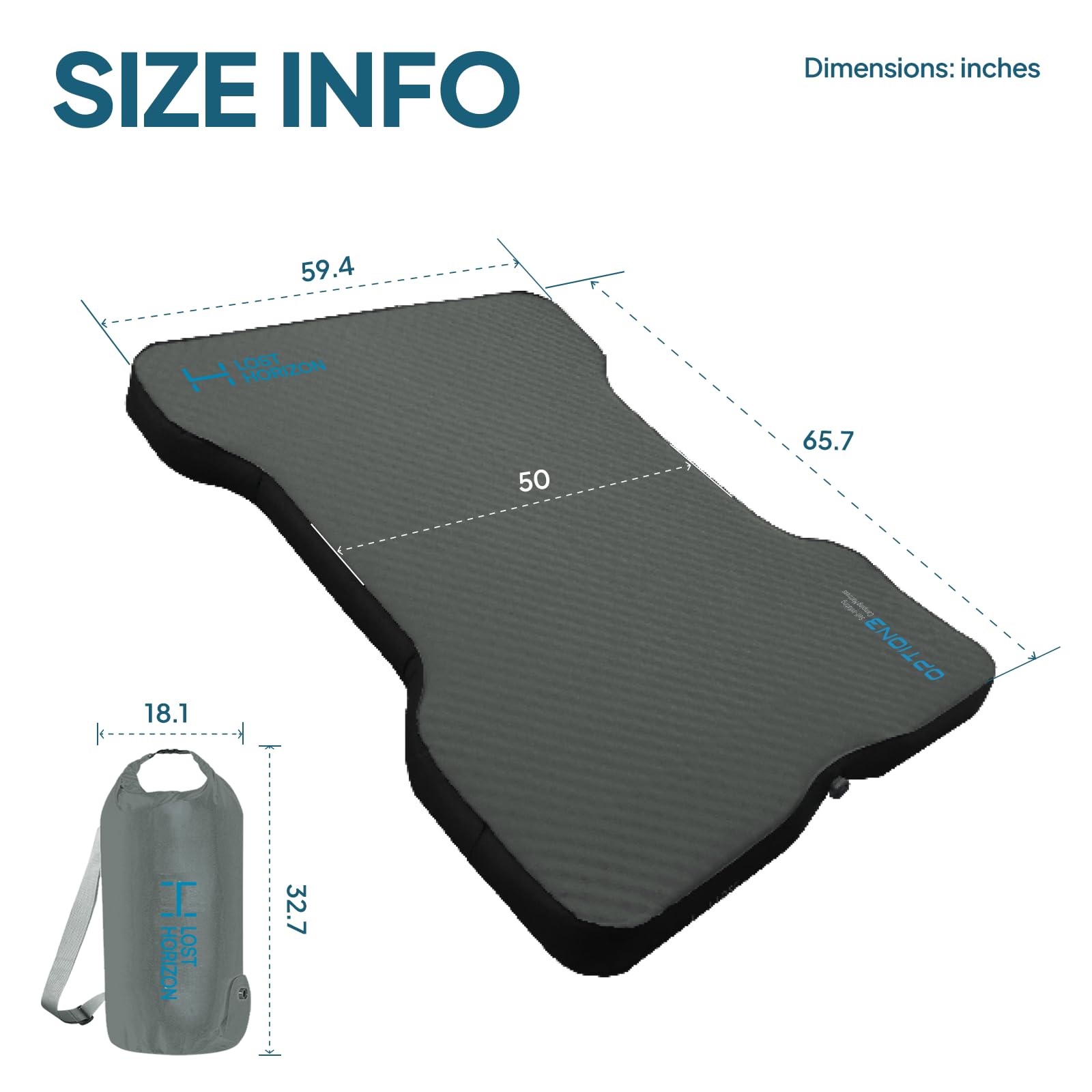 Lost Horizon Truck Bed Camping Air Mattress with Foam, Self Inflating Sleeping Pad for Tacoma 5FT with Pump Sack, 4.5" Thick
