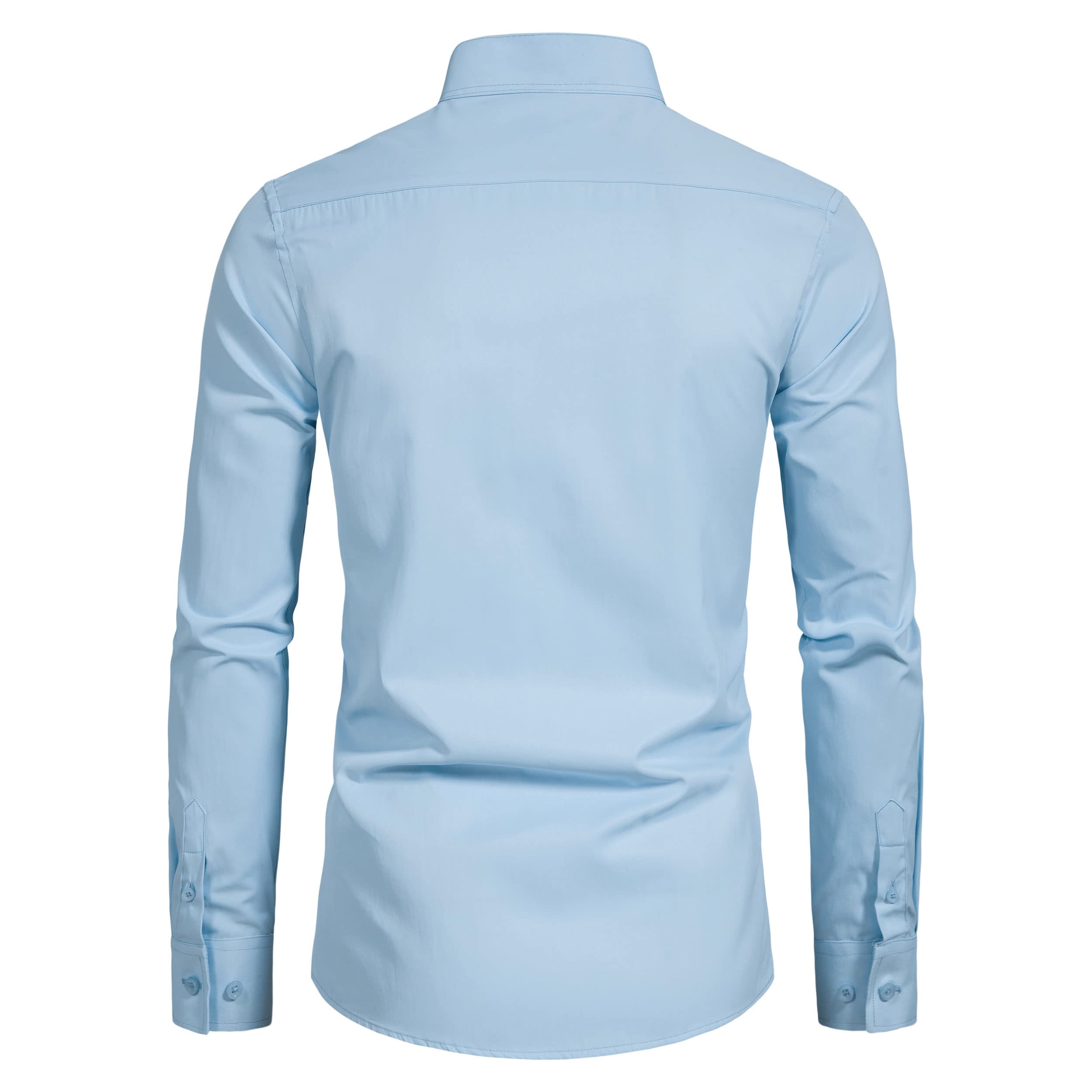 Men’s Banded Collar(Mandarin Collar) Long Sleeve Casual Solid Fancy Dress Shirts
