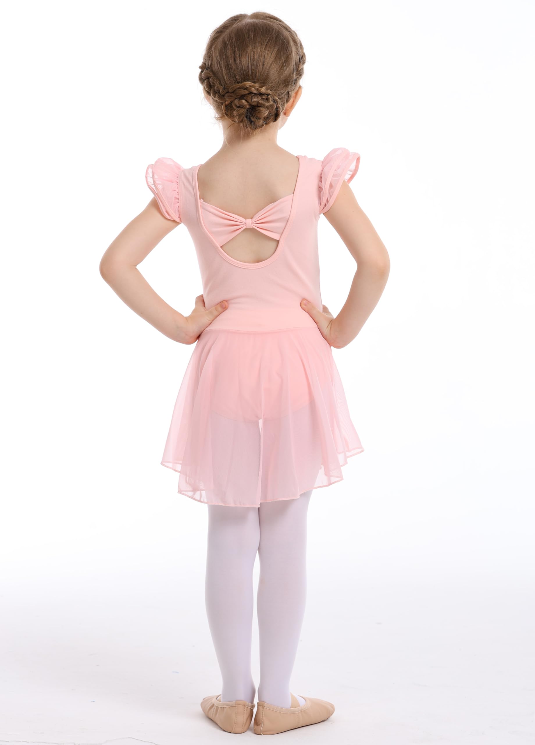Mecceos Ballet Leotards for Girls Toddler Dance Leotards Short/Long Sleeve Skirt Ballerina Outfits