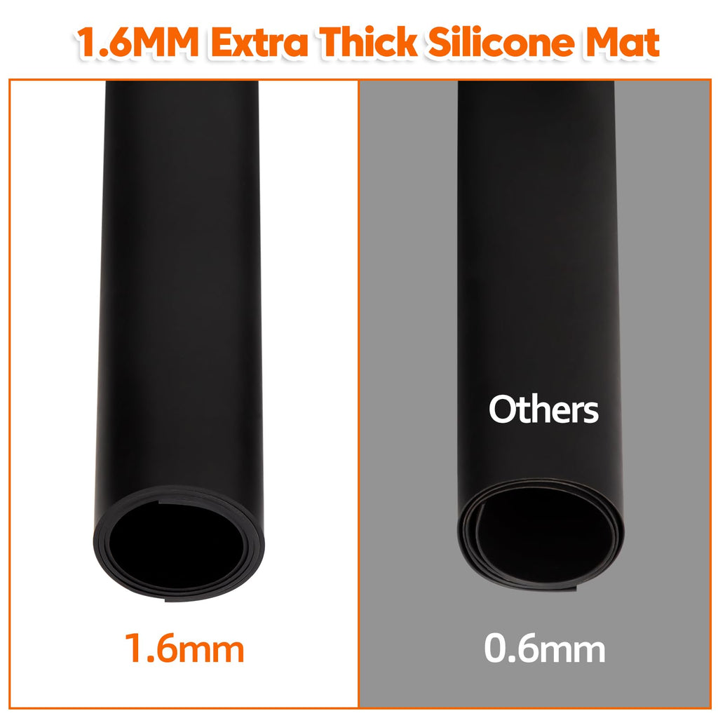 Large Silicone Mat, 72”x16” Heat Resistant Mats for Countertop, Cuttable Waterproof Kitchen Counter Mat, Multipurpose Countertop Protector Mat, Silicone Mats for Kitchen Counter (Black)