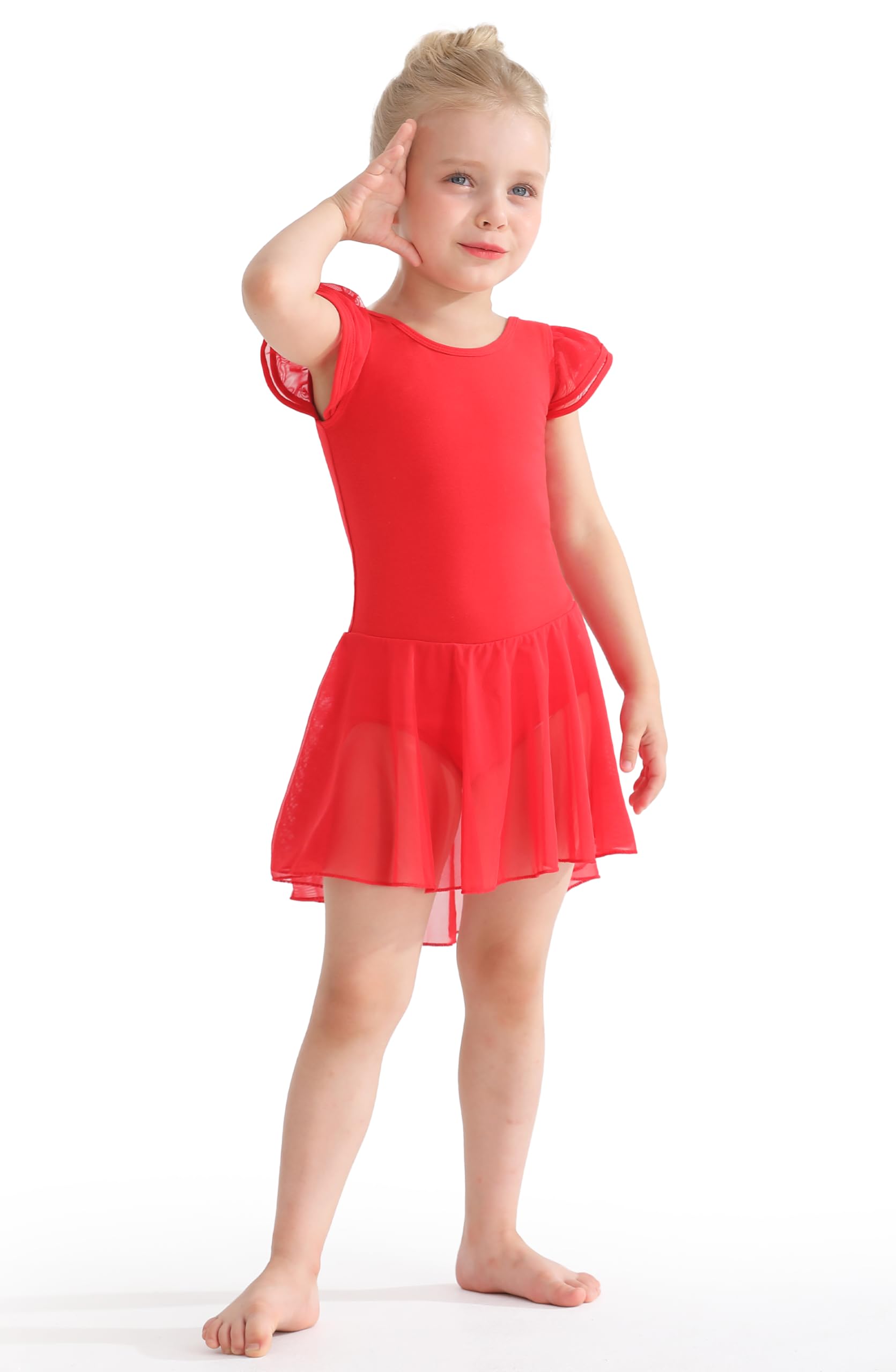 Mecceos Ballet Leotards for Girls Toddler Dance Leotards Short/Long Sleeve Skirt Ballerina Outfits
