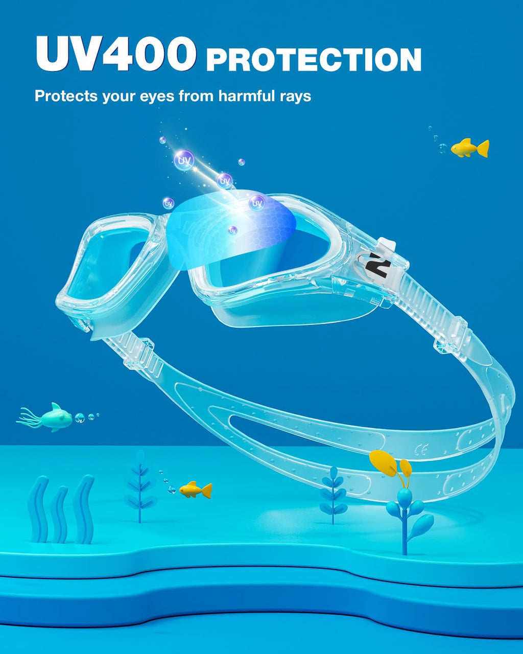 ZIONOR Kids Swim Goggles, G1MINI SE No Leak Anti-Fog Goggles for Kids 6-14, Soft Silicone Comfort Fit, Easy Adjust Strap