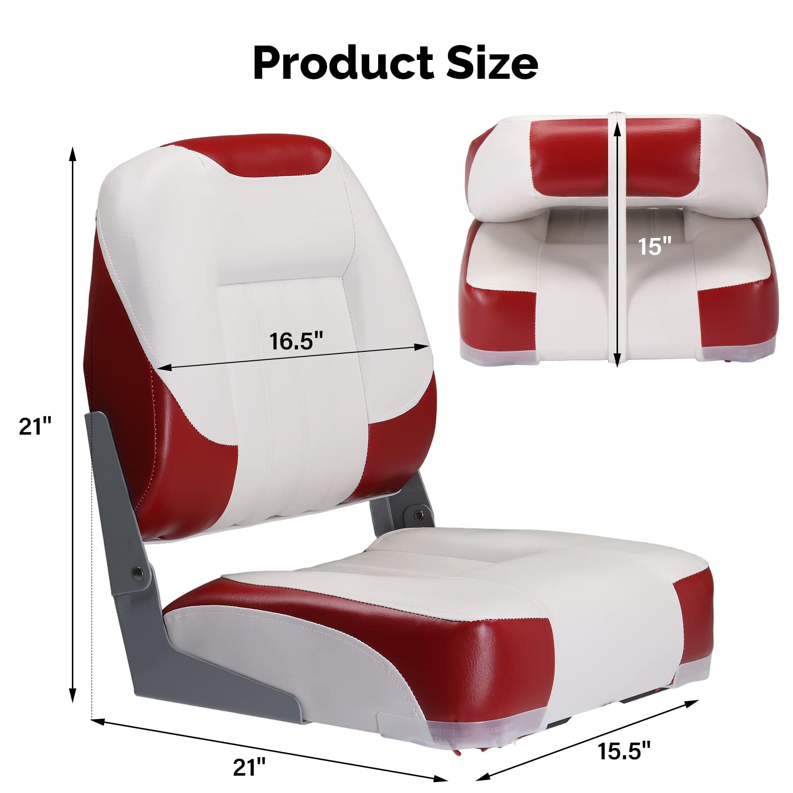 PEXMOR Boat Seats, Low/High Back, Folding, Waterproof, Captain Seat, 2 Packs (High Back-Blue & White)