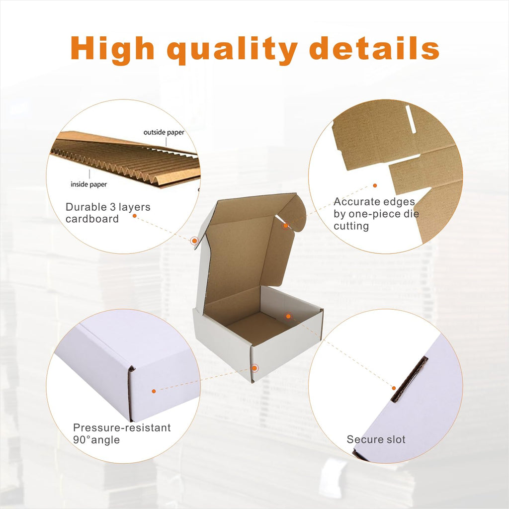 4x4x1'' Small Shipping Boxes 25 Pack, Corrugated Cardboard Mailers for Business, Black (CM441B25)