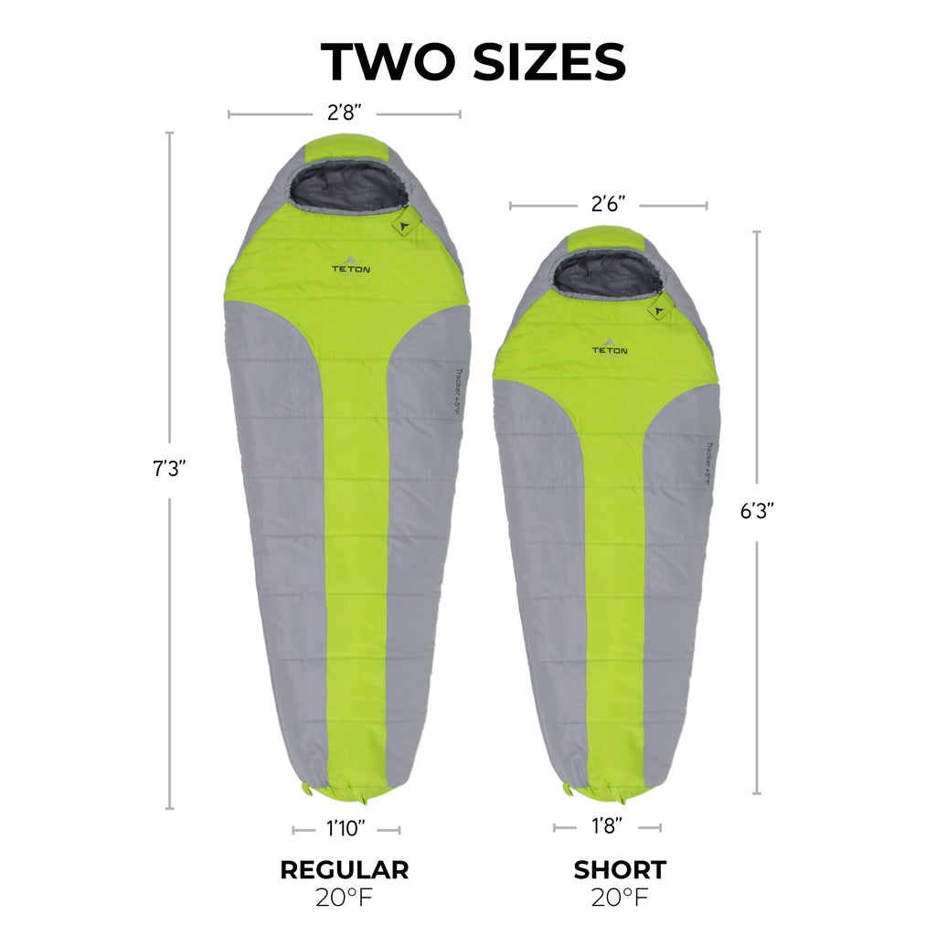 Teton 20F and 5F Degree Sleeping Bag; Lightweight, Warm Weather Mummy Sleeping Bags for Adults and Kids, Camping, Backpacking, Hiking