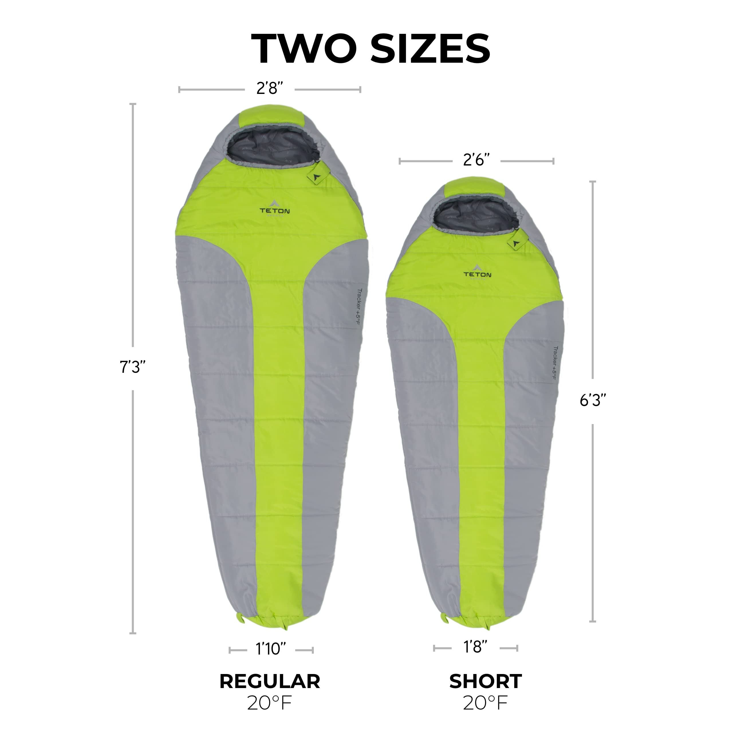 Teton 20F and 5F Degree Sleeping Bag; Lightweight, Warm Weather Mummy Sleeping Bags for Adults and Kids, Camping, Backpacking, Hiking