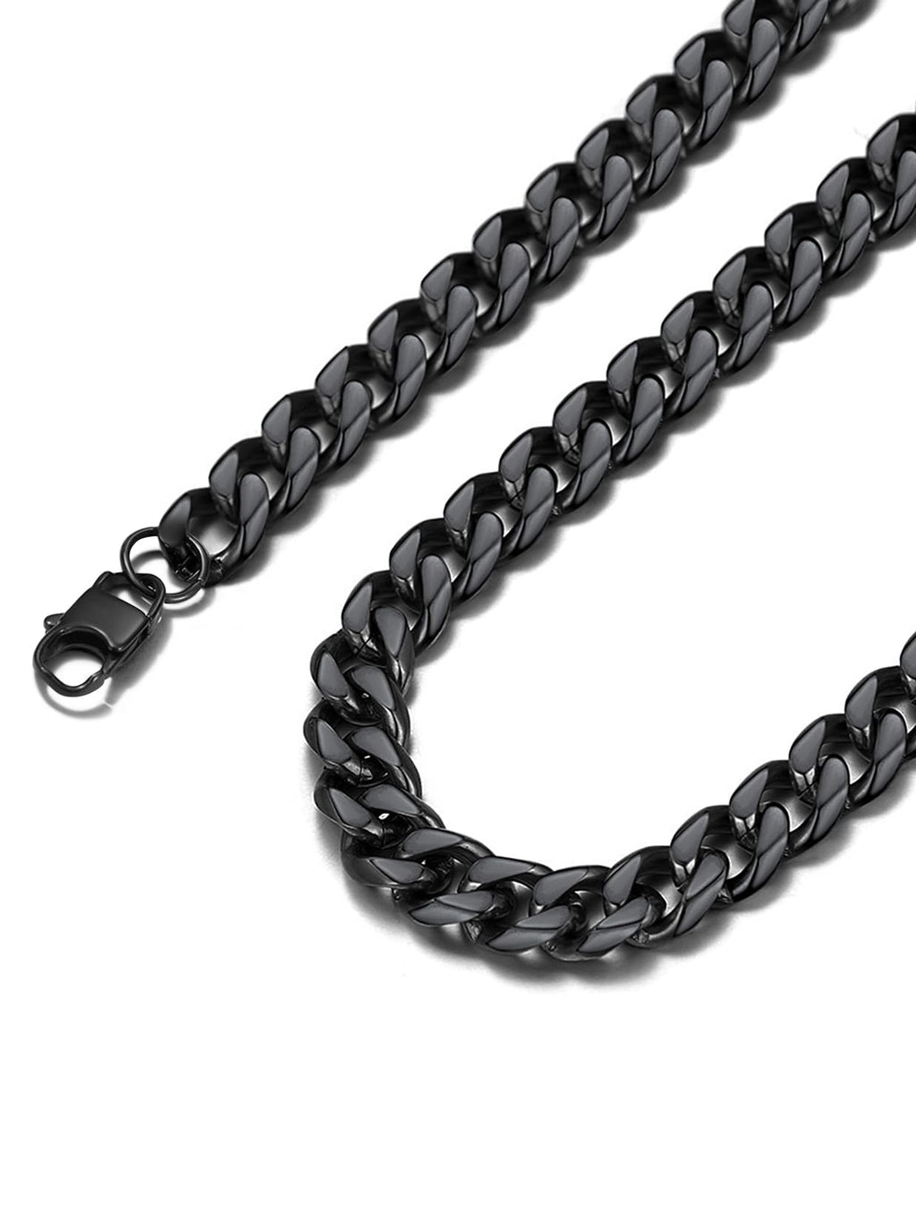 Suplight Cuban Link Chain for Men Women, 18K Gold Plated/Stainless Steel Black Miami Curb Cuban Chain Necklace, 3/6/9/12 mm 14-30 Inch Hip Hop Mens Jewelry, Send Gift Box