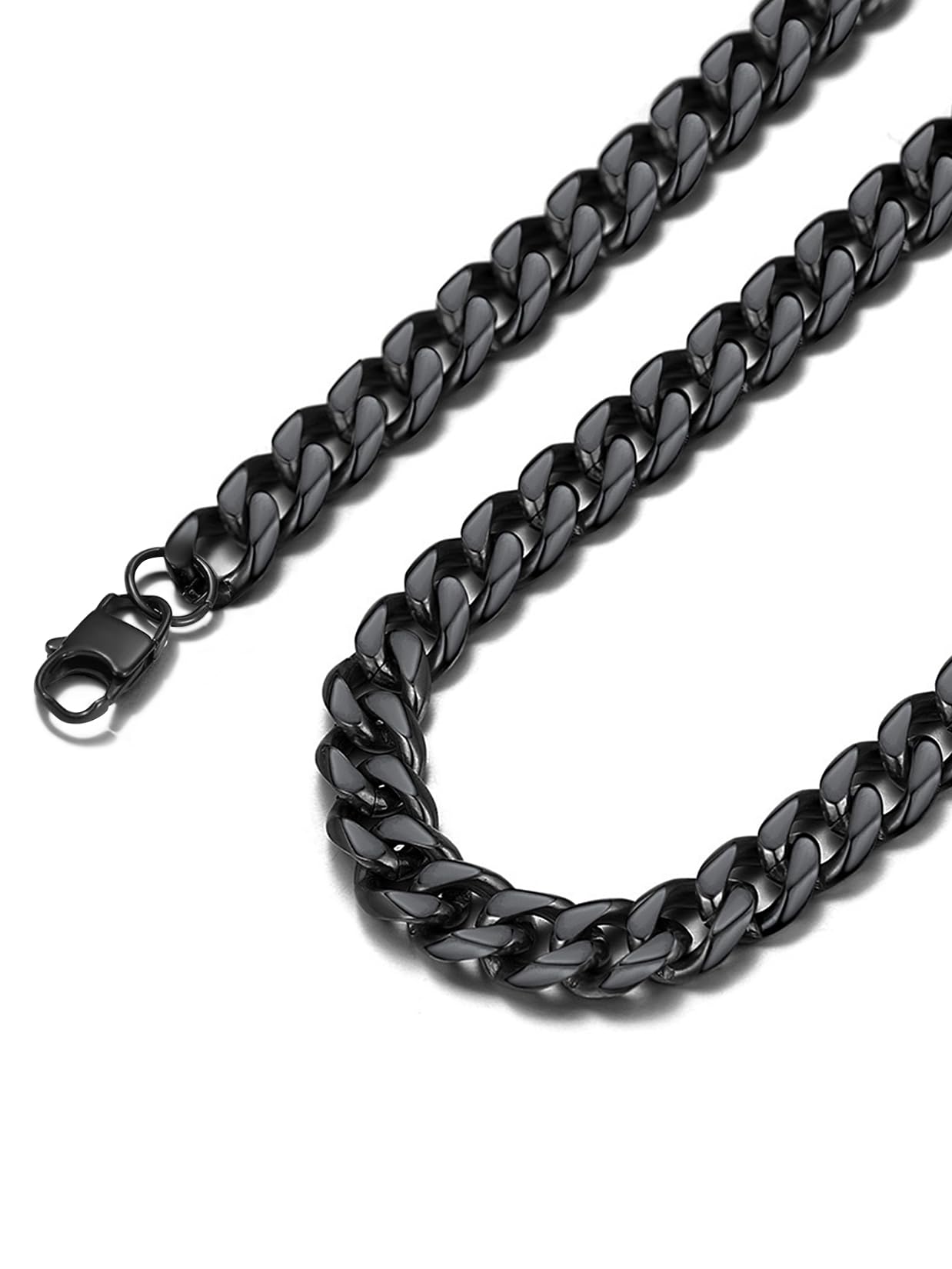 Suplight Cuban Link Chain for Men Women, 18K Gold Plated/Stainless Steel Black Miami Curb Cuban Chain Necklace, 3/6/9/12 mm 14-30 Inch Hip Hop Mens Jewelry, Send Gift Box