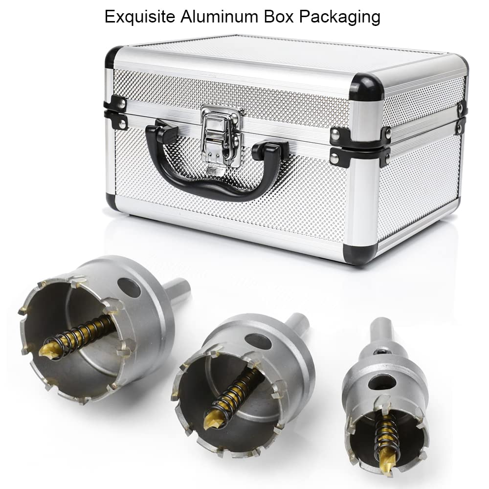 ASNOMY 12PCS TCT Hole Saw Kit for Hard Metal, 5/8"-2-1/8" Inch Tungsten Carbide Tipped Hole Cutter Set with Titanium-Plated Pilot Drill bit for Metal, Stainless Steel, Iron, Wood, Plastic