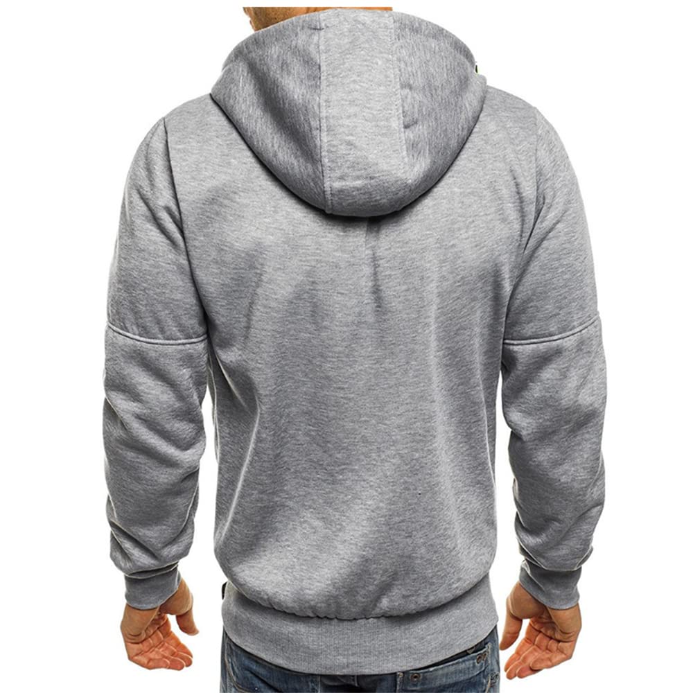 Men Hoodies Casual Hoodies for Men with Zip Pockets Full Zip Long Sleeve Sweatshirt Sports Hooded Jacket