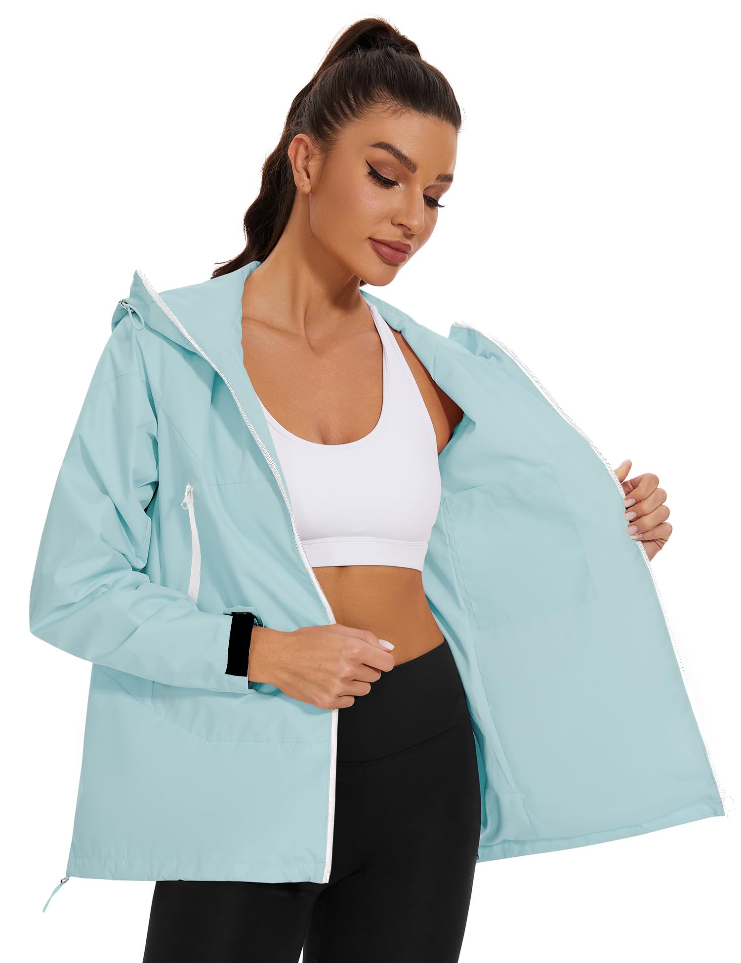 Avoogue Rain Jacket for Women Waterproof Lightweight Rain Coat Hiking Windbreaker Jacket with Hood