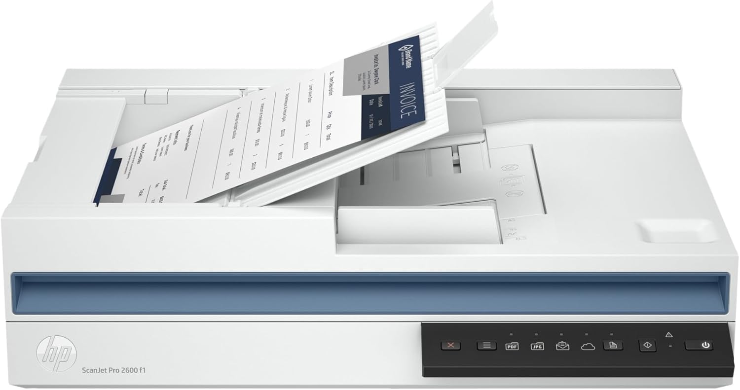 HP ScanJet Pro 2600 f1, White, Fast 2-Sided Scanning and Auto Document Feeder (20G05A)