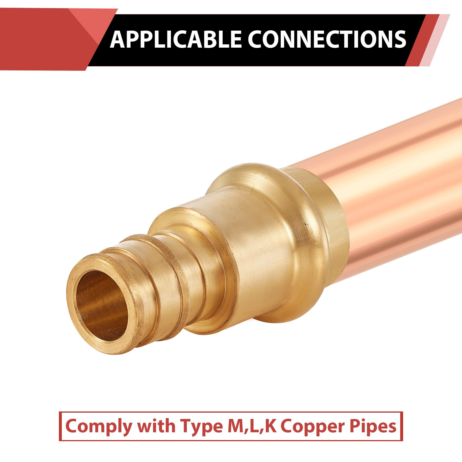 (Pack of 2) EFIELD 1" Copper Press X 1" PEX Crimp Coupling Brass Adapters For Copper and Pex Pipe Connection,(PEX1807388-2PCS)