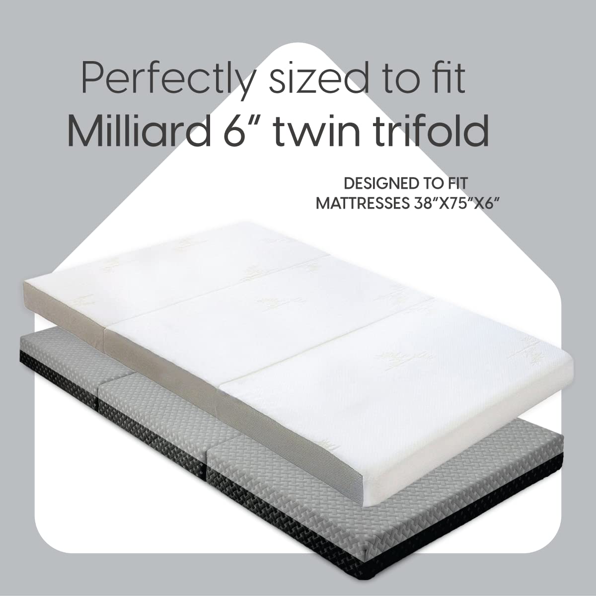 Fitted Sheet for the Milliard Trifold Mattress, Super Soft and Cozy Washable Grey Sheet (Twin, 4")