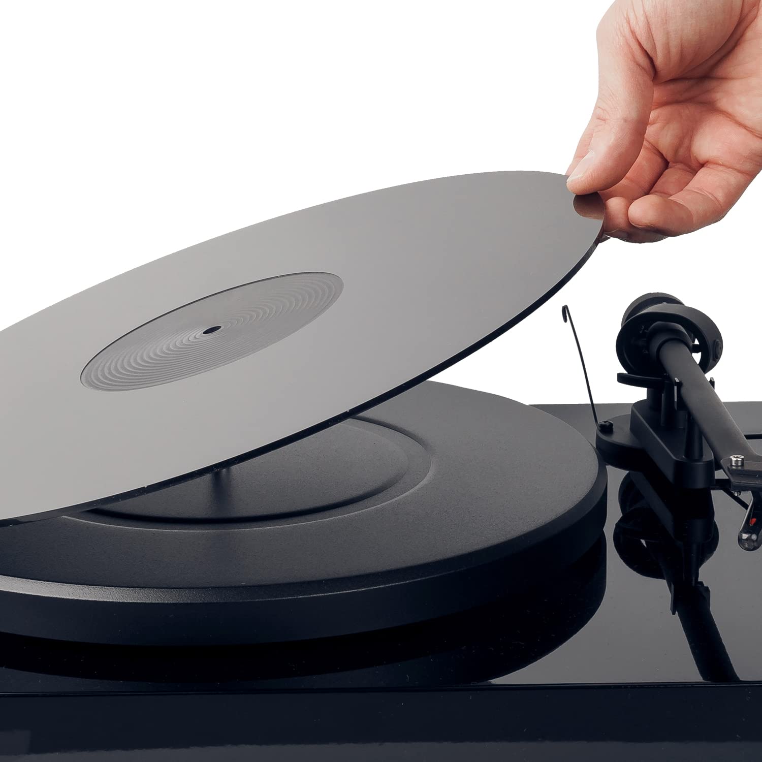 Hudson Hi-Fi Acrylic Turntable Mat – 11.75” Anti-Static Turntable Slipmat with Label Recess – 1/8” Thick Acrylic Platter Mat for Vinyl LP Record Players – Black