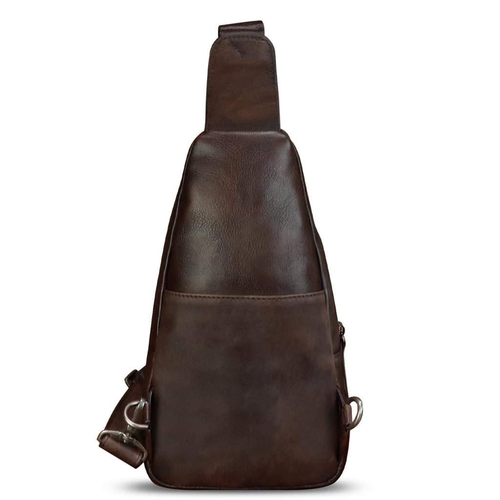 Genuine Leather Sling Bag for Men and Women Real Leather Shoulder Crossbody Bag Chest Bag Sling Backpack Purse