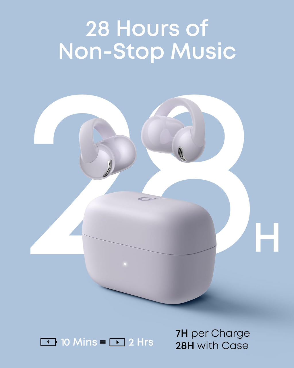 Soundcore C50i by Anker Open Ear Earbuds, Clip-On Headphones Over Ear for Running Workout, 12mm Drivers Powerful Bass, IP55 Waterproof, Bluetooth 6.0 Hi-Res, FlexiClip Design