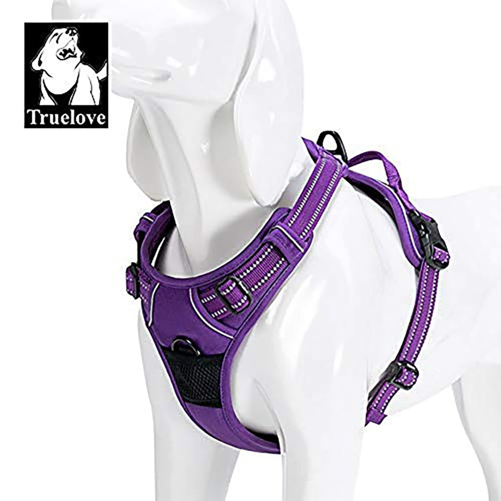 TRUE LOVE Adjustable No-Pull Dog Harness Reflective Pup Vest Harnesses Comfortable Control Brilliant Colors TLH5651(Black,XS)