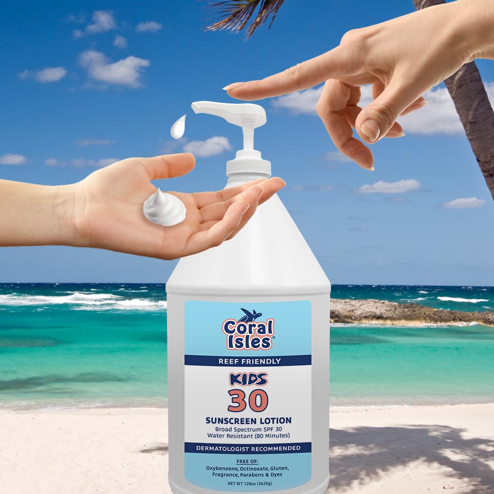 Coral Isles by Rocky Mountain Sunscreen | SPF 30 Lotion | Broad Spectrum UVA/UVB Protection | Hawaii Reef-Safe Act Compliant | Oxybenzone & Octinoxate Free | Water Resistant 80 Min. | 32 Fl Oz