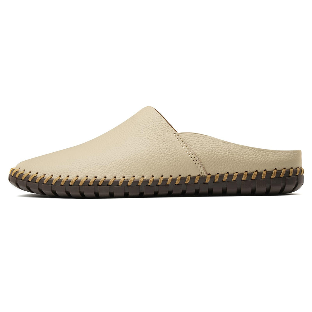 Men’s Slip-On Loafers Mules Clog Handmade Leather Slippers Hand Stitched no-Heel Casual Shoes for Men Breathable Comfortable Soft